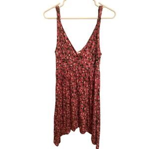 Delia’s Ditsy Floral Red Pink Comfy Swingy Short Summer Sundress Size Medium
